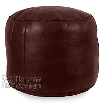 Stuffed Moroccan Pouf, Tabouret Pouffe, Ottoman, Poof, Color : Chocolate