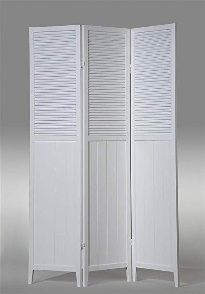 ADF 3-Panel Wood Room Divider in White Finish