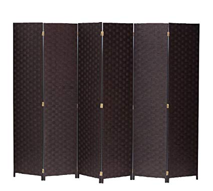Legacy Decor Room Divider 6 Panel Weave Design Fiber Brown Color By