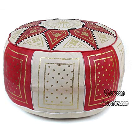 Moroccan Pouf, Fez Pouffe, Ottoman, Poof, Color : Red
