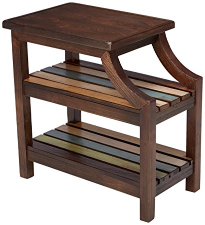 Ashley Furniture Signature Design - Mestler Casual Chair Side End Table - 2 Slotted Multi-Color Shelves - Rustic Brown