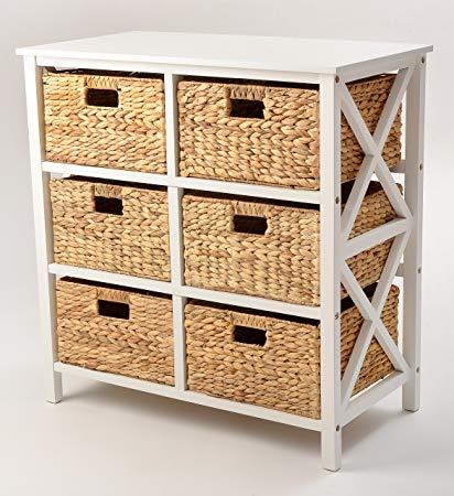 3 Tier X-side Storage Cabinet with 6 Baskets (White)