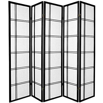 5 Panel Double Cross Room Divider - Black