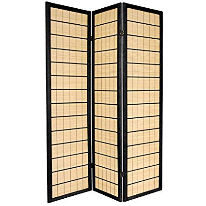Oriental Furniture 6 ft. Tall Kimura Shoji Screen - 3 Panel - Black