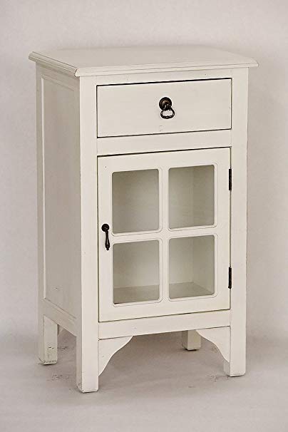 Heather Ann Creations Single Door/Drawer Wooden Cabinet with 4 Square Glass Inserts, 30