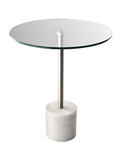 Adesso HX5282-02 Blythe End Table, Steel/White Marble