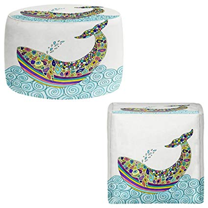 DiaNoche Designs Foot Stools Poufs Chairs Round or Square from by Valerie Lorimer - Whale Tune