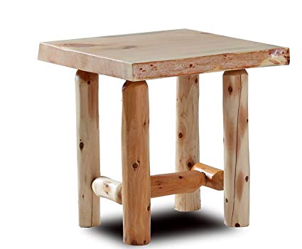 Rustic Log End Table Pine and Cedar (Natural Clear)