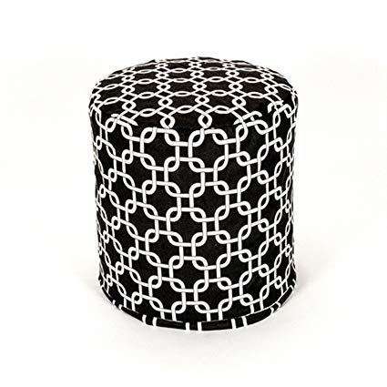 Majestic Home Goods Indoor/Outdoor Links Small Comfy Pouf Ottomans in Black