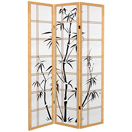 Oriental Furniture 6 ft. Tall Canvas Bamboo Tree Room Divider - Natural - 3 Panels
