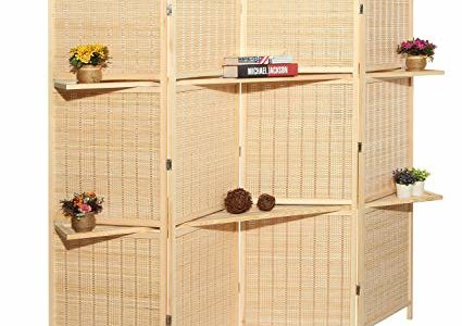 MyGift Deluxe Woven Beige Bamboo 4 Panel Folding Room Divider Screen w/Removable Storage Shelves Review