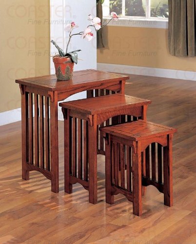 3-Piece Nesting Tables in Warm Mission Oak - Coaster
