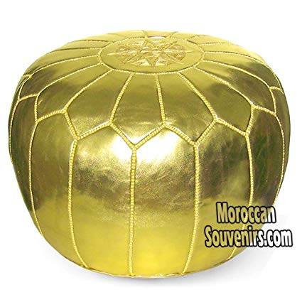 Stuffed Moroccan Pouf, Pouffe, Ottoman, Poof, Color : Gold