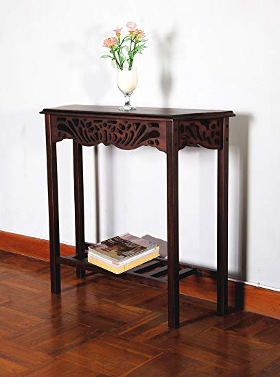 D-ART COLLECTION Serenity Entrance Wall Table, Dark Brown