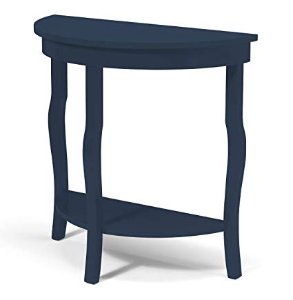 Kate and Laurel Lillian Half Moon Wood Console Table with Curved Legs and Shelf, Navy Blue