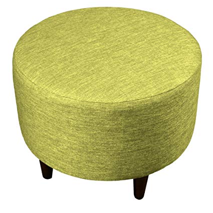MJL Furniture Designs Sophia Collection Key Largo Series Contemporary Round Ottoman, Grass Green/Wooden Legs