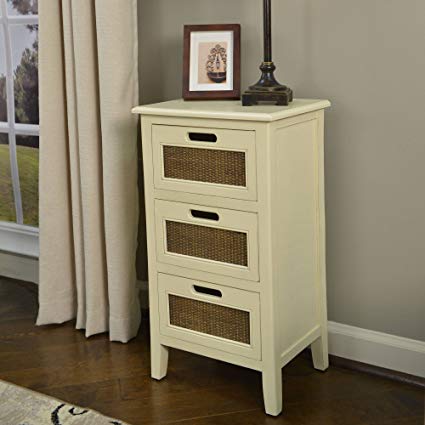 Better Homes and Gardens Wicker Accent 3-Drawer Table, White