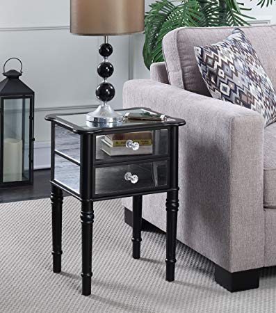 Convenience Concepts Gold Coast Collection Mayfair Mirrored End Table, Black