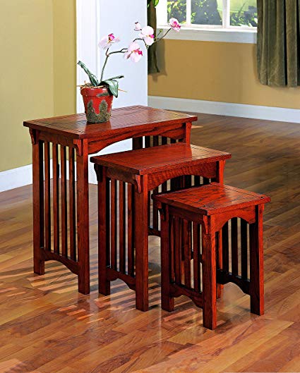 Coaster Traditional Warm Brown 3-Piece Nesting Table Set