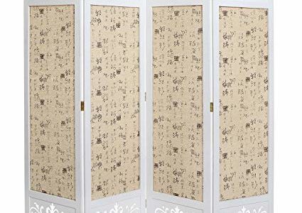 MyGift Asian Oriental Design Large White & Beige Wooden 4 Panel Folding Room Divider/Indoor Privacy Screen Review