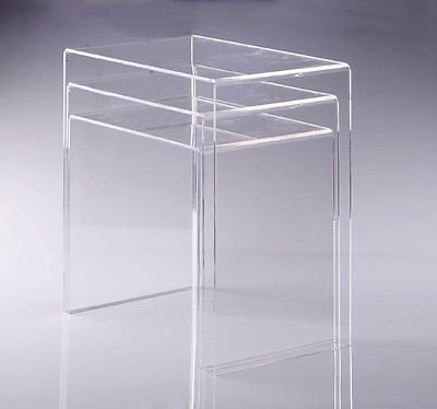 Modern Acrylic Nesting End Table Coffee Table 3pc Lucite Side Home