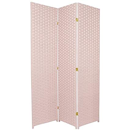 Oriental Furniture Femine Decor Privacy Screen, 6-Feet Tall Woven Fiber Room Divider, Special Edition, Pink