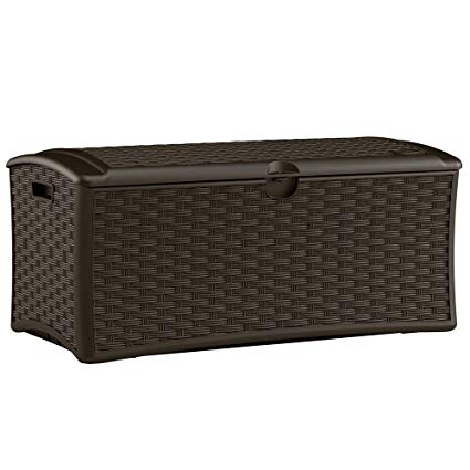 Resin Wicker Deck Box 72 Gal., Constructed with Weather-resistant Polypropylene Plastic Resin in Wicker Finish