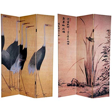 Oriental Furniture 6 ft. Tall Double Sided Cranes Room Divider