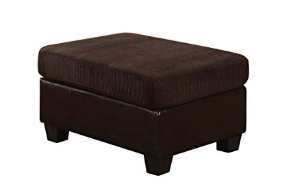 ACME 55977 Connell Ottoman, Chocolate Corduroy and Espresso PU
