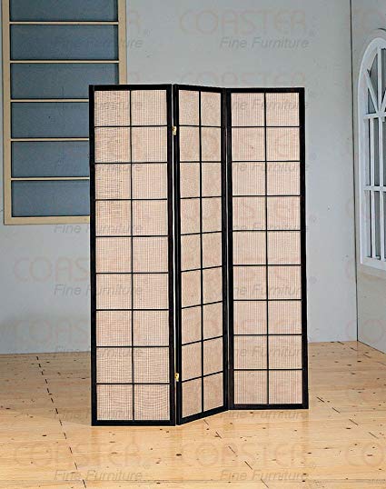 FOLDING SCREEN - 3 PANEL / CAPPUCCINO WITH FABRIC INLAY