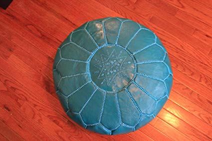 Stuffed Moroccan Pouf, Moroccan footstool, Pouffe, Ottoman, Poof, Color Turquoise Review