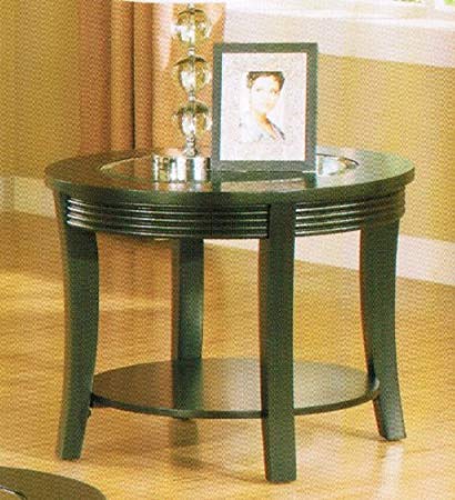 End Table with Glass Top in Espresso Finish