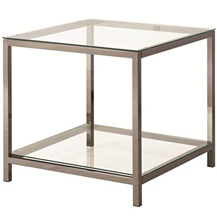 Coaster Contemporary Black Nickel End Table with Shelf
