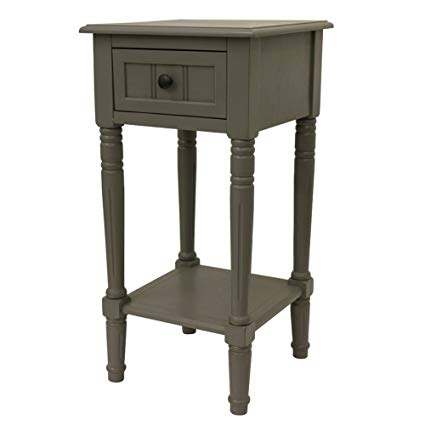 End Table with Storage Drawer, Indoor Plant Stand, Living Room Decor, Colored (Eased Edge Gray)