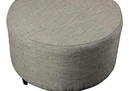 MJL Furniture Designs Sophia Collection Lucky Series Contemporary Round Ottoman, Platinum/Gray/Wooden Legs Review