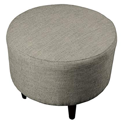 MJL Furniture Designs Sophia Collection Lucky Series Contemporary Round Ottoman, Platinum/Gray/Wooden Legs