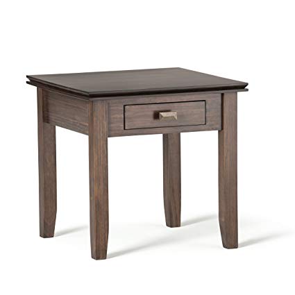 Simpli Home Artisan Solid Wood End Side Table, Natural Aged Brown