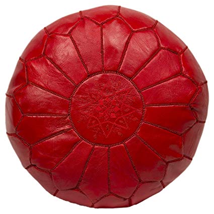 Moroccan Poufs Leather Luxury Ottomans Footstools Red Unstuffed