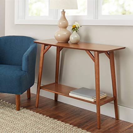 BHG Reed Mid Century Modern Console Table, Pecan