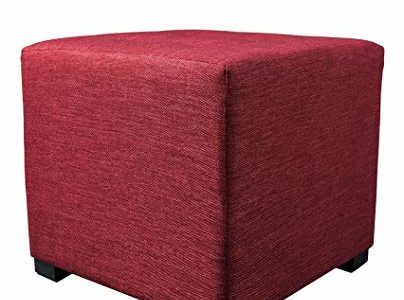 MJL Furniture Designs Merton Collection, Fabric Upholstered Modern Cube Foot Rest Ottoman with 4 Button Tufting, Key Largo Series, Ruby Review