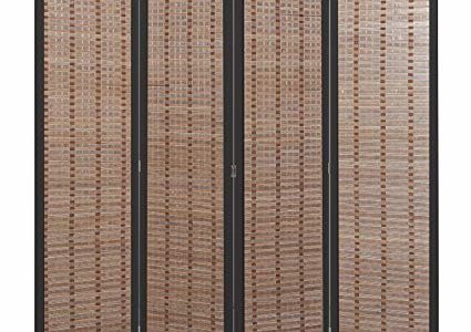 Decorative 4-Panel Bamboo & Black Wood Framed Folding Screen / Freestanding Room Divider – MyGift Review