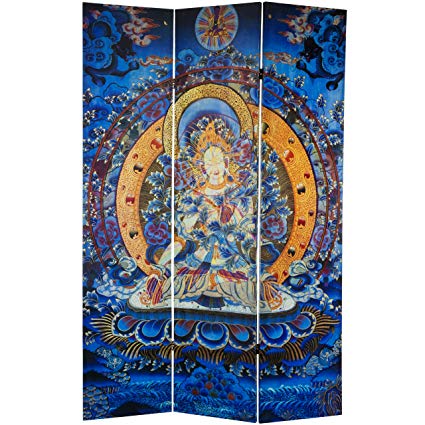 Oriental Furniture 6 ft. Tall Radiant Tara Tibetan Double Sided Canvas Room Divider